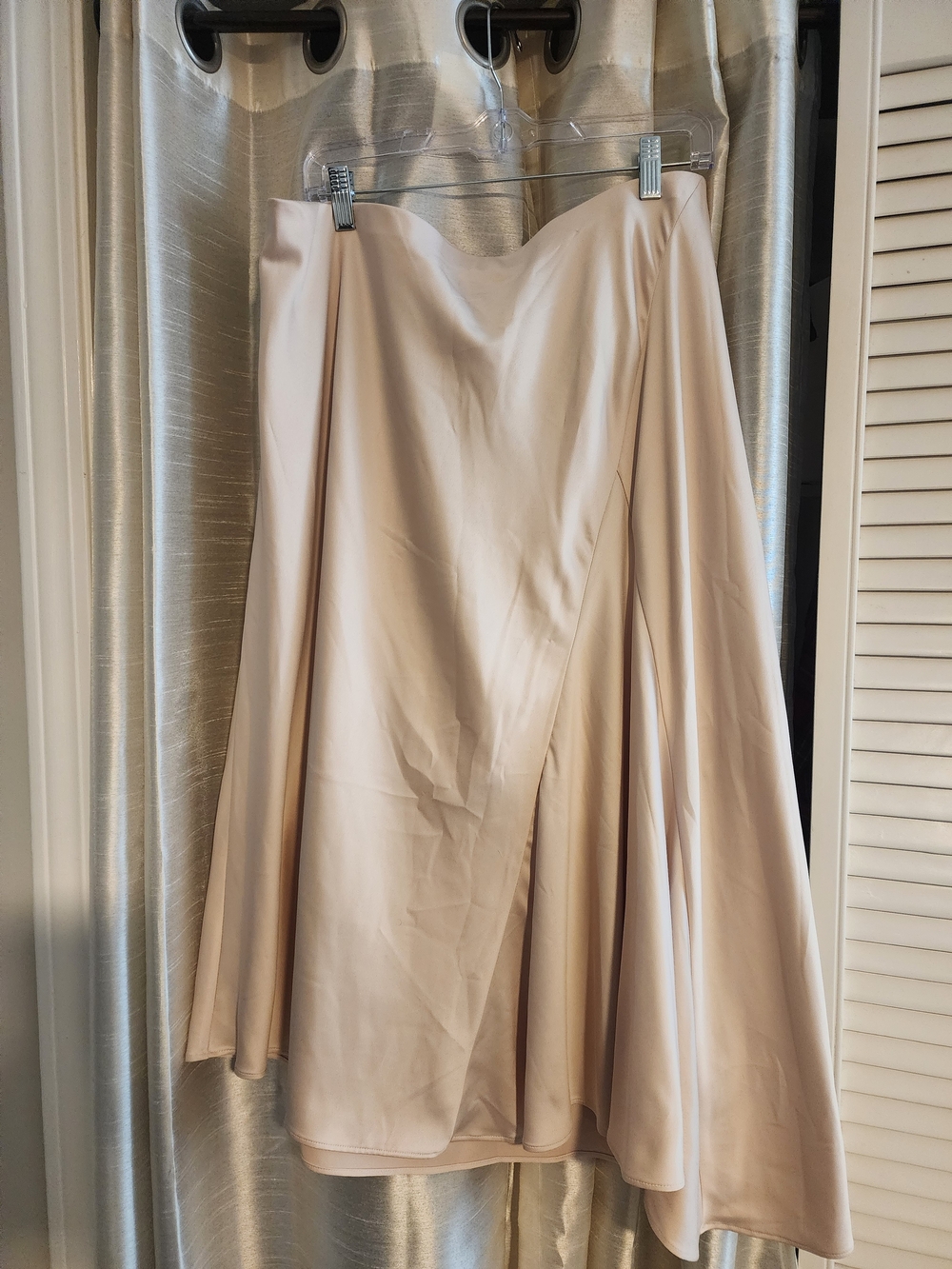 Elegant Cream A-Line Satin Skirt